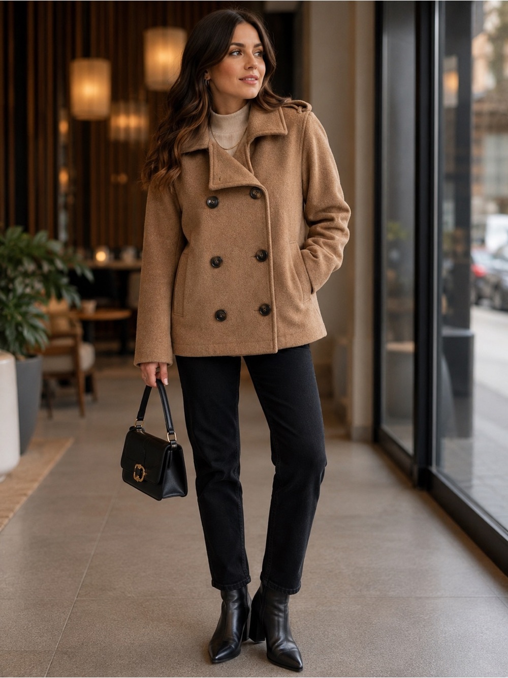 Steve Madden Camel Double-Breasted Jacket – Brand New with Tags